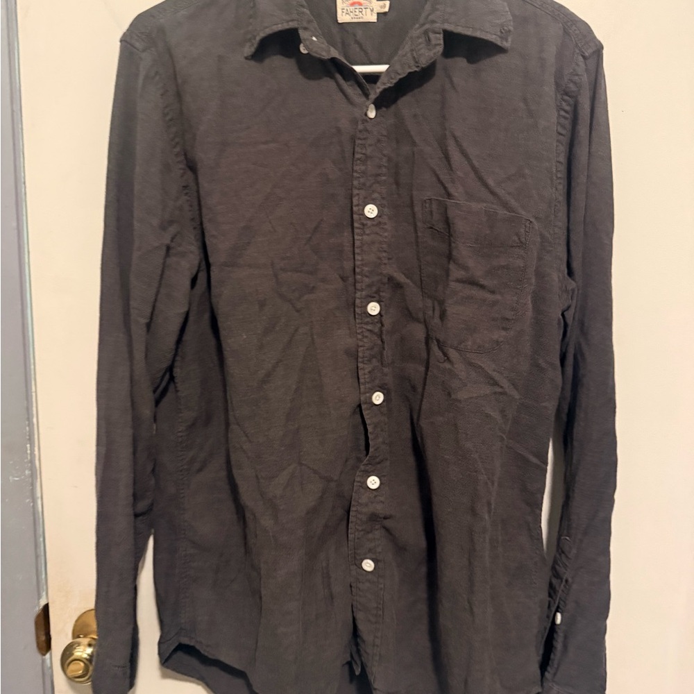Faherty Men's Long-Sleeve Button-Down Shirt - Charcoal - Picture 4 of 5